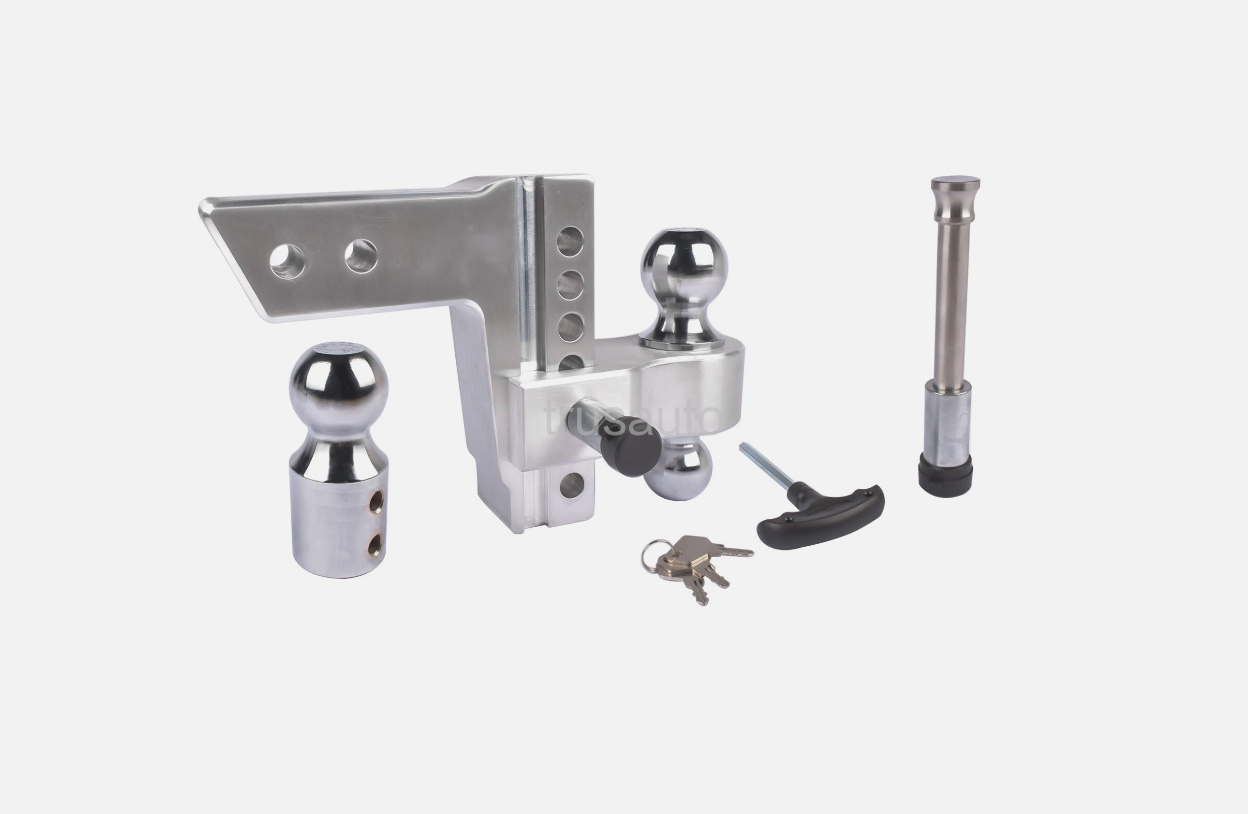 Trailer Hitch, Adjustable Trailer Hitch Replaceable Tri Balls, 1-7/8"； 2"；2-5/16", Fits 2.5 Inch Receiver, 6-Inch Drop/Rise Aluminum Drop Hitch, 18500LBS