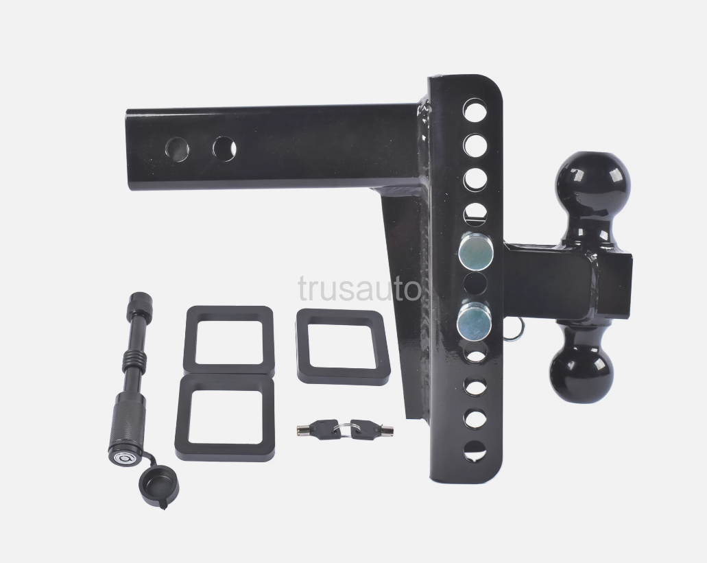 Adjustable Trailer Hitch -Drop Hitch-Tow Hitch FITS 2.5 inch Receiver-8inch Drop/Ris/ 2" & 2-5/16" Ball Hitches for Trucks/22000 LBS GTW/Trailer Hitches with Anti-Theft Pin/Black