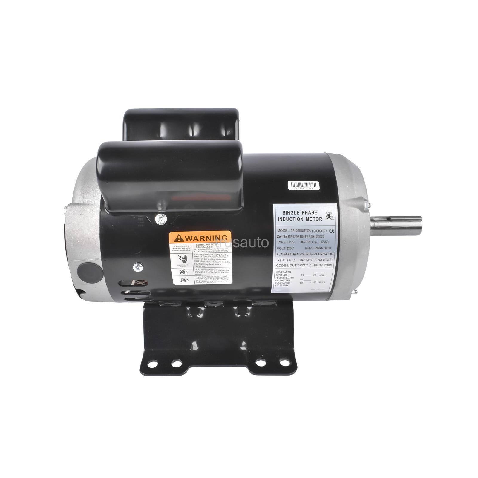 6.4 Hp 3450 RPM Single Phase 240V 56 Frame Electric Air Compressor Motor 7/8"