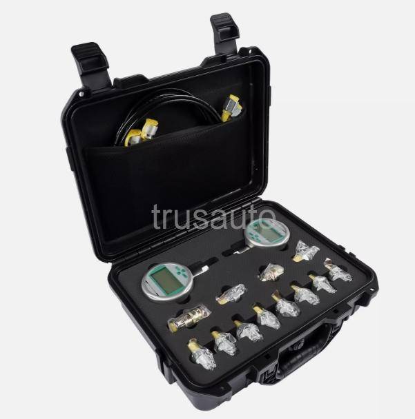 70M Digital Hydraulic Pressure Test Coupling Kit Hydraulic Pressure Gauge Kit for Excavator Construction Machinery 2 Gauges 2 Test Hoses 11 Couplings 700BAR/10000PSI/70Mpa