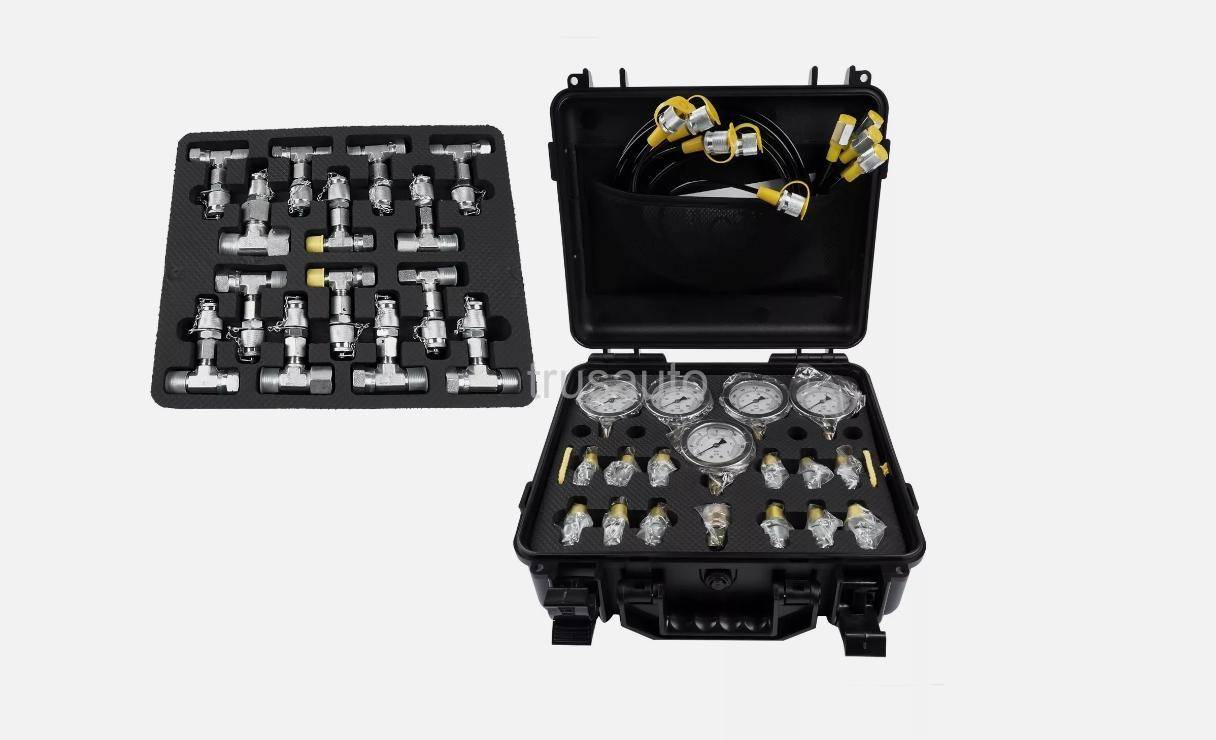 Hydraulic Pressure Test Kit with 5 Gauges 13 Test Couplings 14 Tee Connectors 5 Test Hoses
