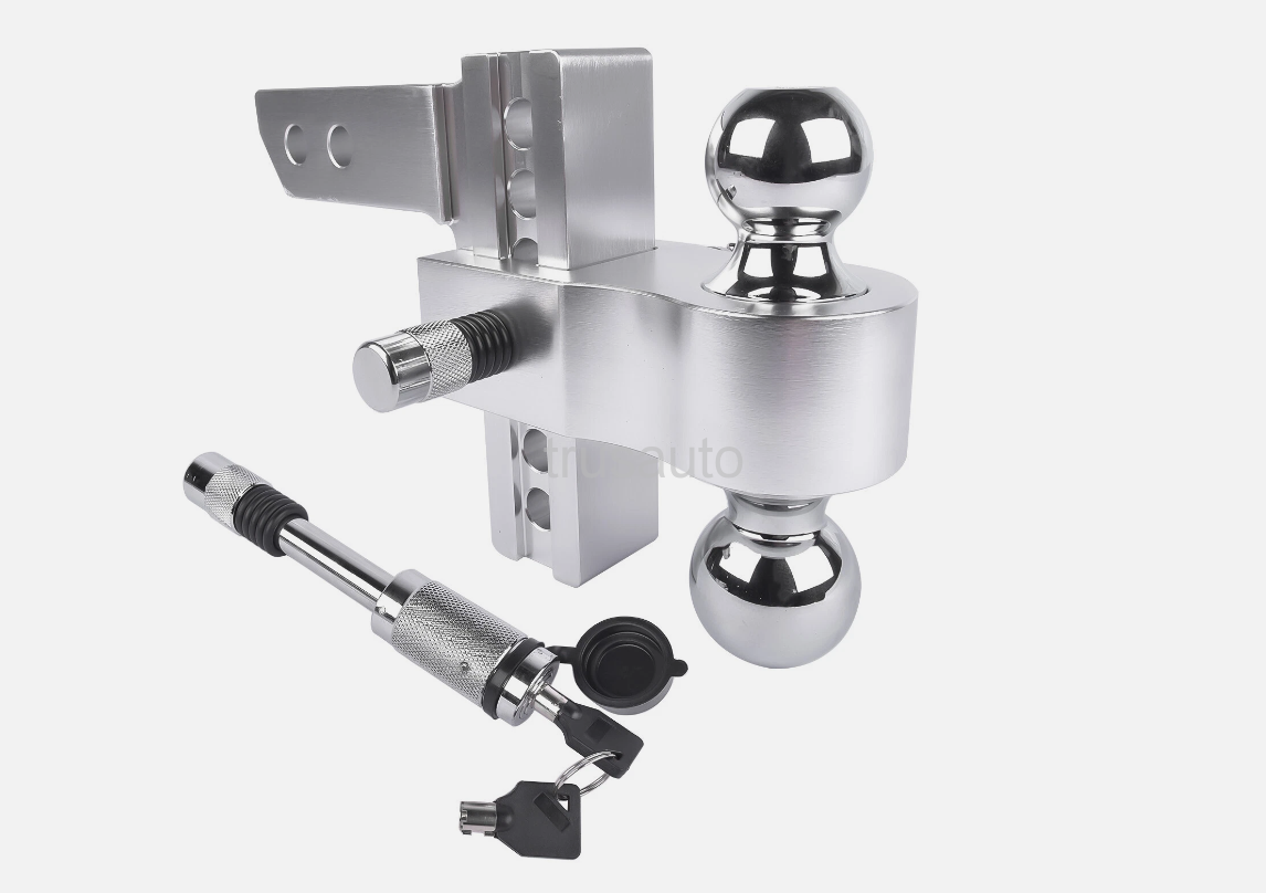 Fits 2-Inch Receiver；6-Inch Drop/Rise Aluminum Drop Hitch 12500 GTW；2" and 2-5/16" Chrome Hitch Tow Balls；Aluminum Tow Hitch with Double Anti-Theft Pins Locks