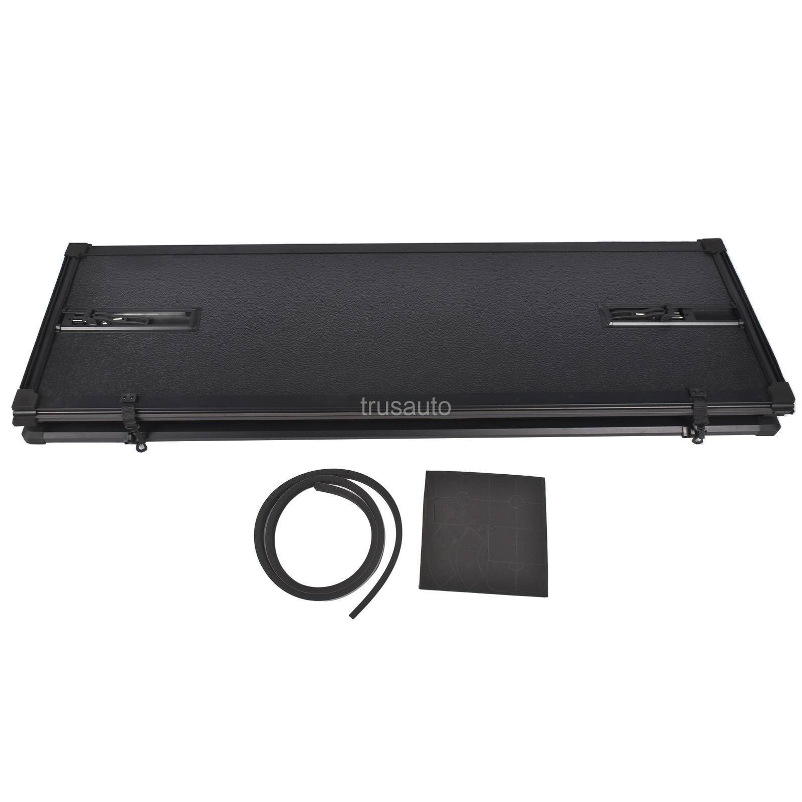 Hard, Tri-fold Tonneau Cover, Ford Ranger 2019-2024, Matte Black Texture, Truck Bed Cover, Rear Tonneau Cover, with Lights, Direct Replacement, Quick Release Clamp, Waterproof Truck Cover