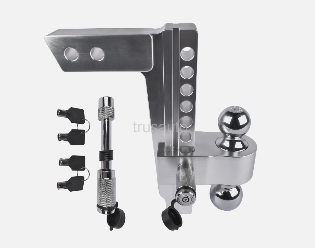 fits 2" Receiver, 10" Drop/Rise Drop Hitch, 12500 LBS GTW, Ball Mount, 2" and 2-5/16" Dual Towing Ball with Double Locks