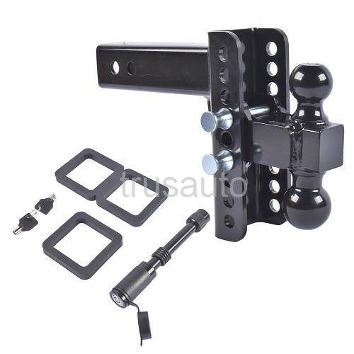 Adjustable Trailer Hitch -Drop Hitch-Tow Hitch with 2.5 inch Receiver-6inch Drop/Rise/2" & 2-5/16" Ball Hitches for Trucks/22000 LBS GTW/Trailer Hitches with Anti-Theft Pin/Black