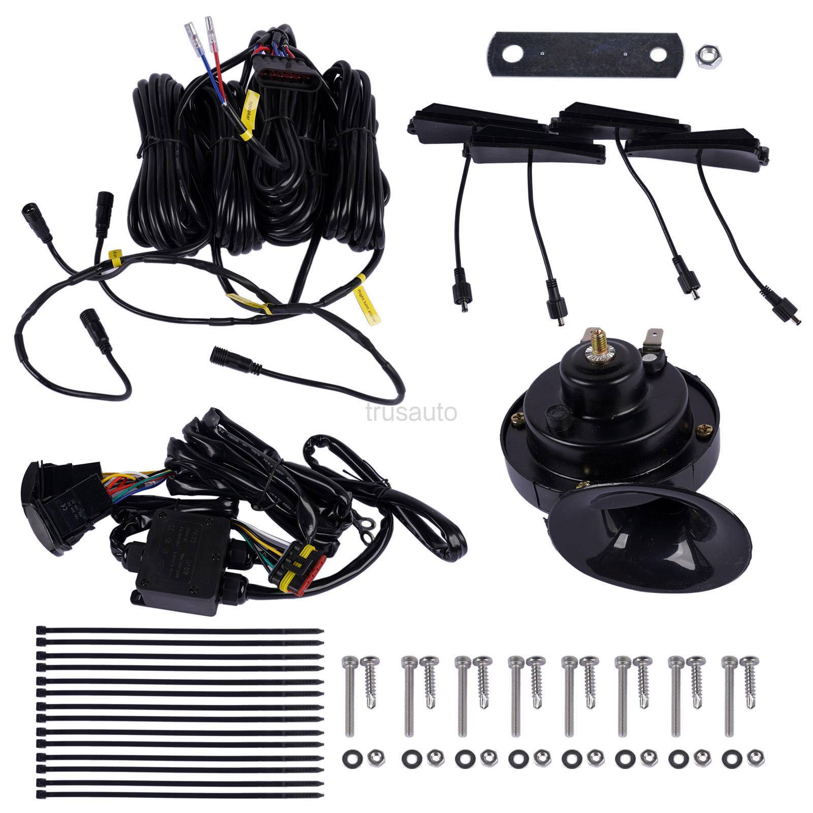 Turn Signal Kit, 110D Horn, Turn Signal Lights, Triangle LED Lights, Blinker, Pre-Wired, Plug and Play, Rocker Switch, Triangle Universal Street Legal Turn Signals