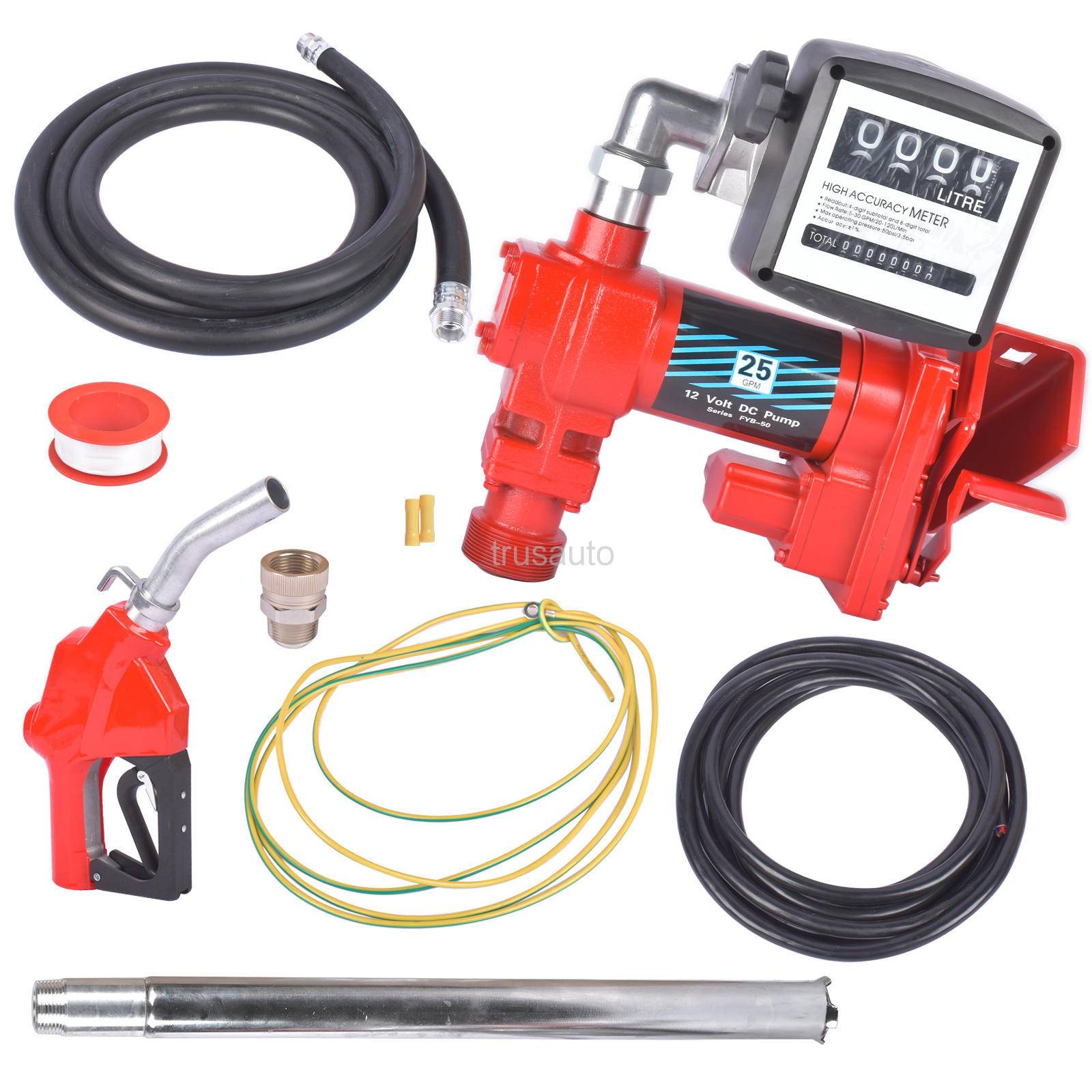 Fuel Transfer Pump 12v 25GPM+Litre