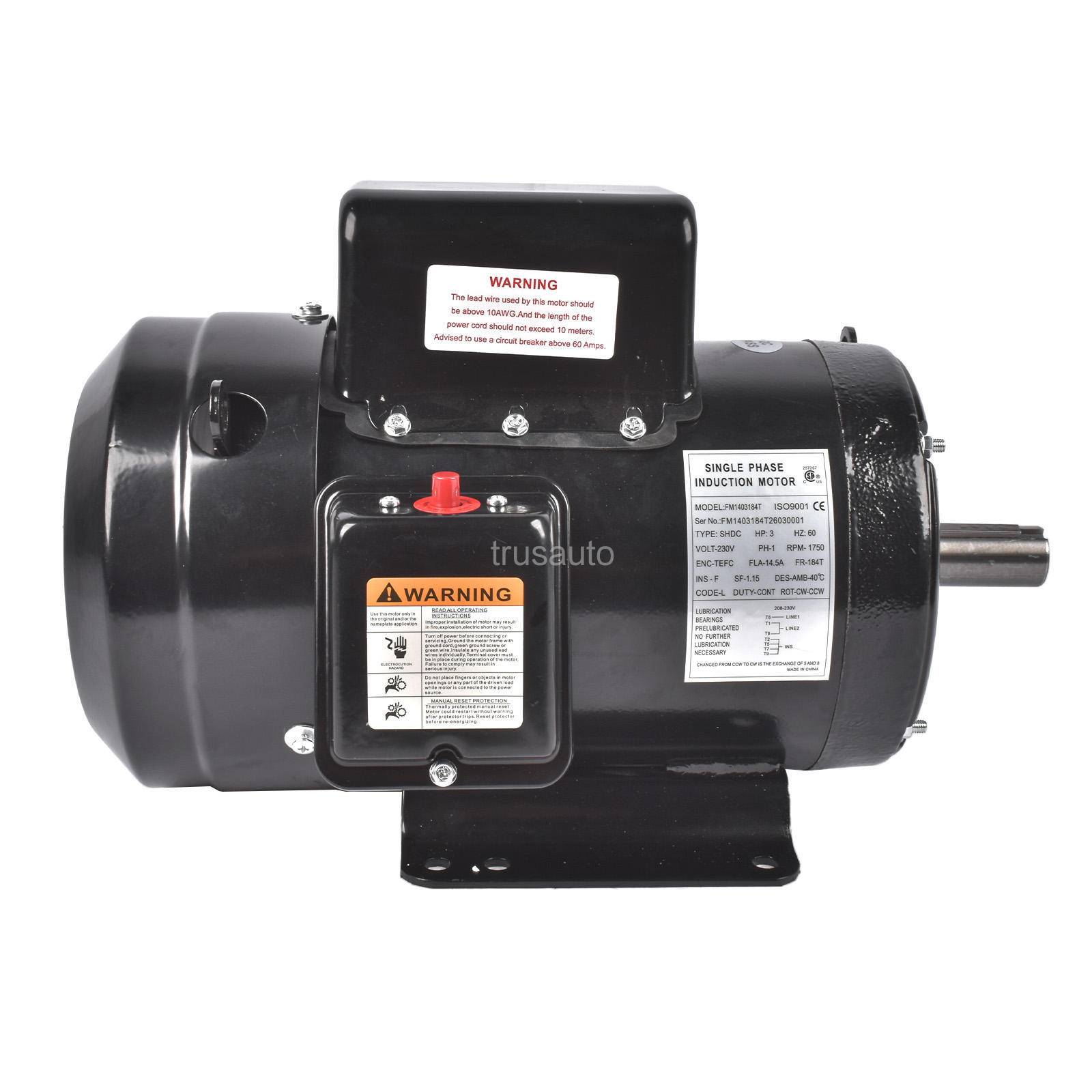 3HP 184T 1750RPM Single Phase Motor
