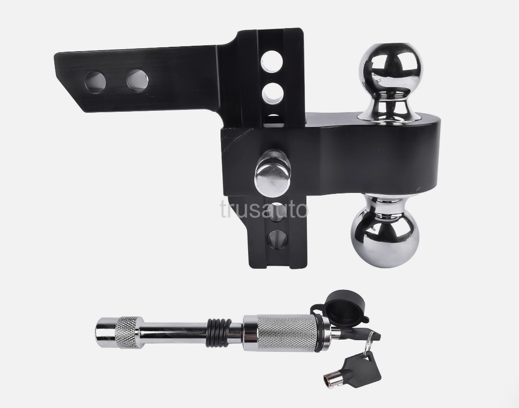6-Inch Drop/Rise, 2" ball, 2-5/16" ball, 2 Locking Hitch Pins & keys, 2-inch Receiver, 12,500 LBS GTW, black