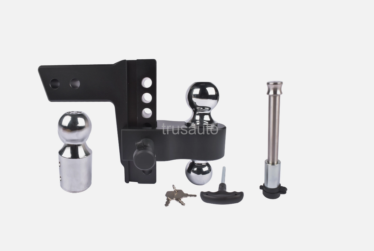 Trailer Hitch, Adjustable Trailer Hitch Replaceable Tri Balls, 1-7/8"； 2"；2-5/16", Fits 2.5 Inch Receiver, 6-Inch Drop/Rise Aluminum Drop Hitch, 18500LBS