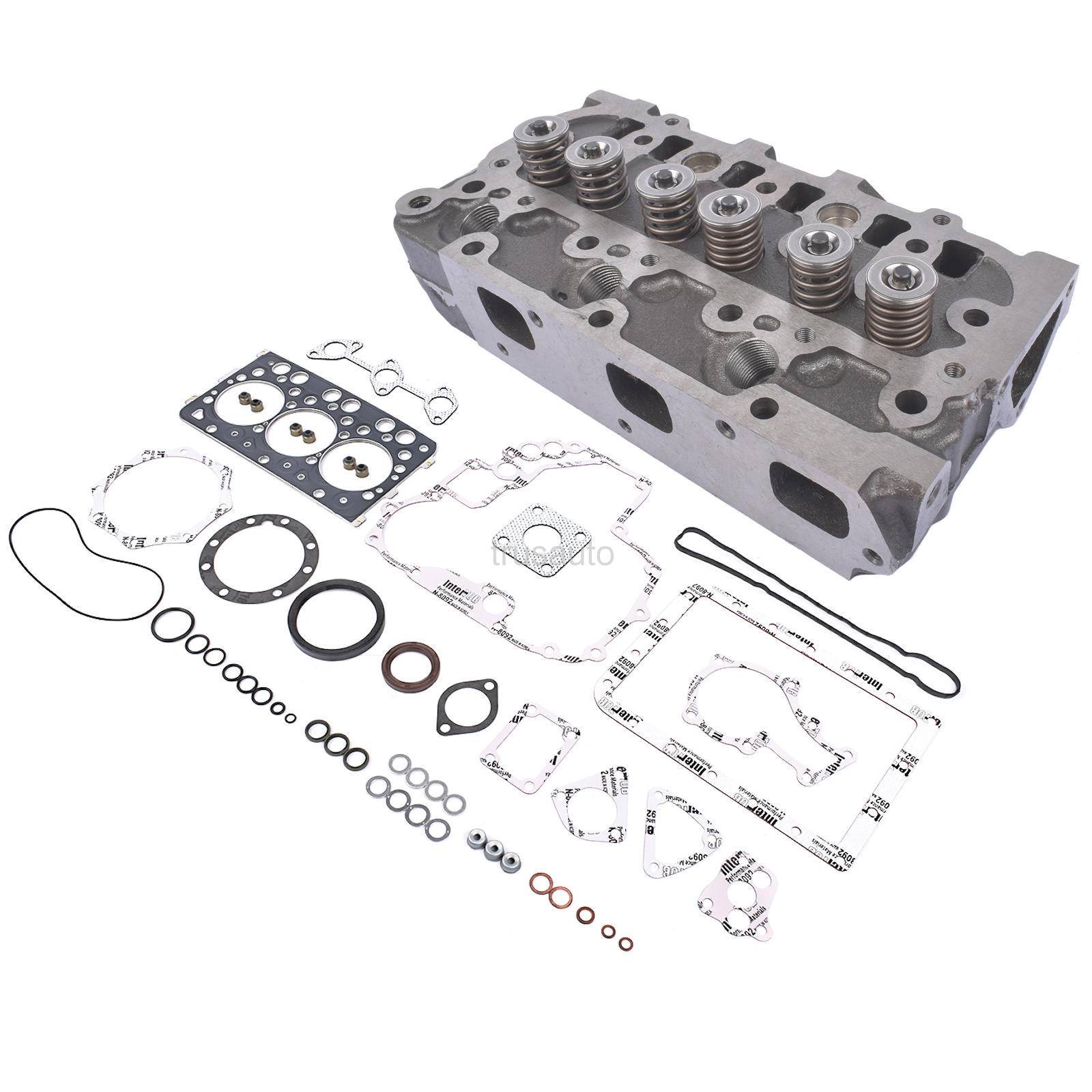Metal Complete Cylinder Head Assy + Full Gasket Kit, for Kubota D782 Engine